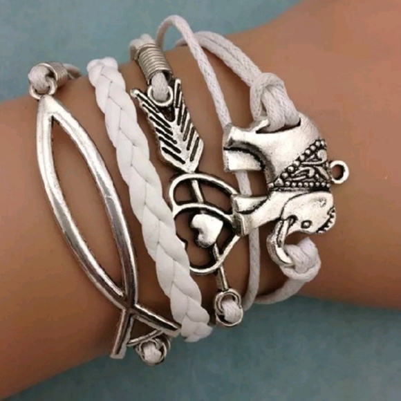 - Jewelry - Boho Infinity Elephant Heart Stacked Bracelet